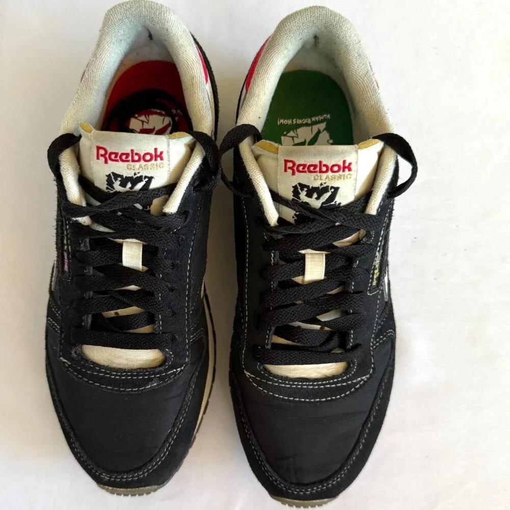 REEBOK HUMAN RIGHTS NOW CLASSIC LEATHER SHOES MENS 7 BLACK LIFESTYLE SNEAKERS